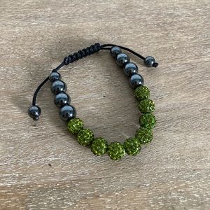 Women's Green and Grey Beaded Bracelet